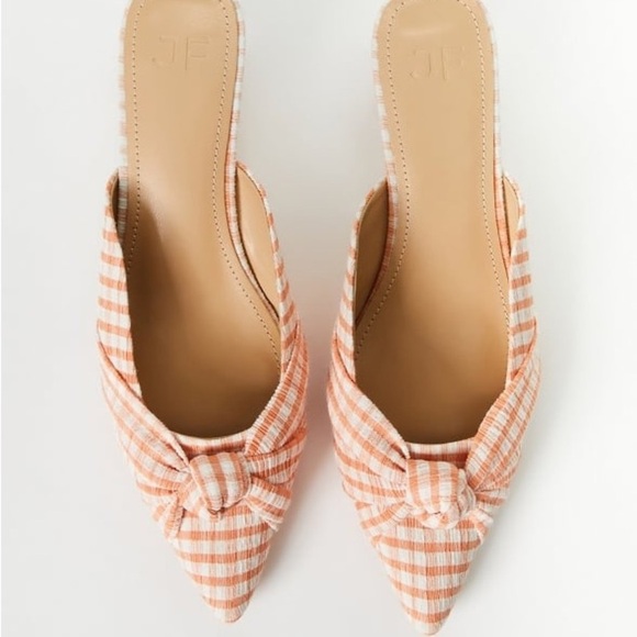 JUSTFAB Freya Heeled Mule Pump Gingham Checkered Kitten Heels in Orange Size 6.5 - Picture 6 of 11